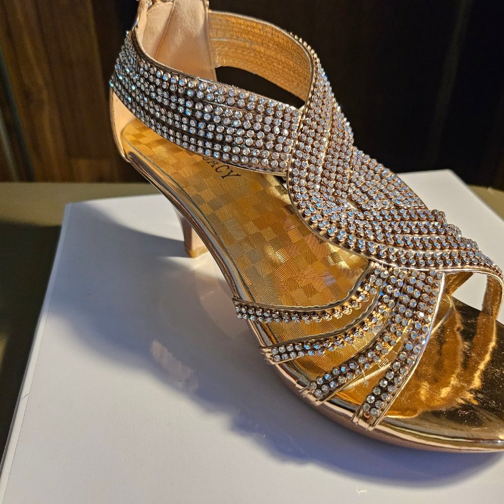 Rose-gold, sparkly 7.5 women's shoes